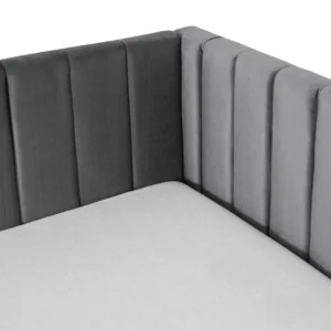 Pat 120x200 VILLEMO, gri, din velur — MOBILA