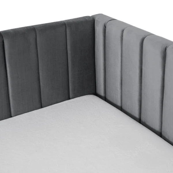 Pat 120x200 VILLEMO, gri, din velur — MOBILA