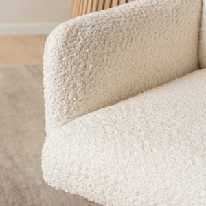 Scaun rotativ WILLA, crem, din țesătură bouclé — MOBILA
