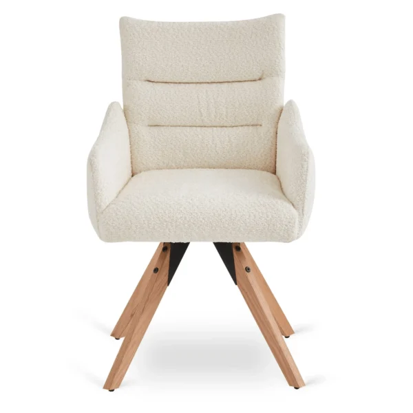 Scaun rotativ WILLA, crem, din țesătură bouclé — MOBILA