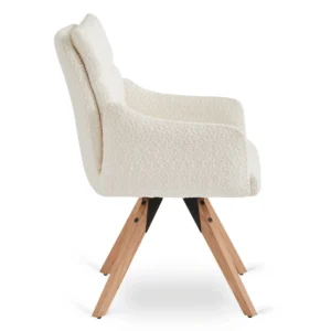 Scaun rotativ WILLA, crem, din țesătură bouclé — MOBILA