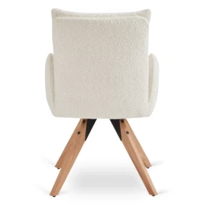 Scaun rotativ WILLA, crem, din țesătură bouclé — MOBILA