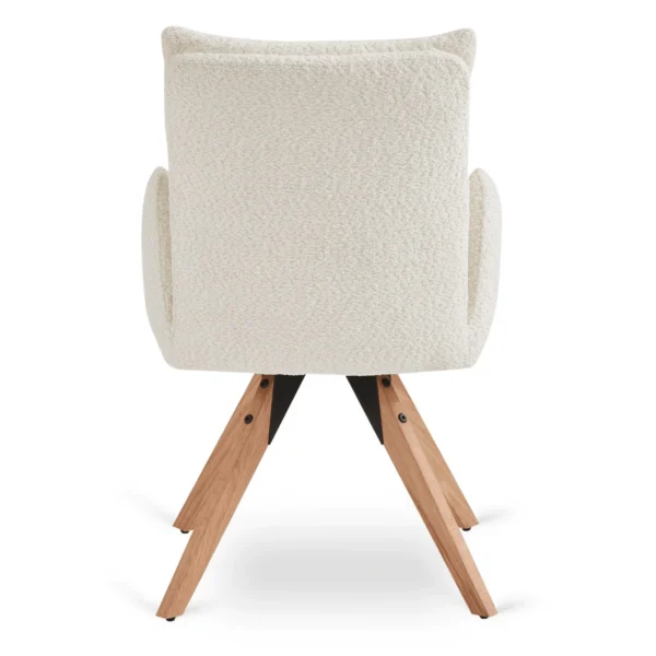 Scaun rotativ WILLA, crem, din țesătură bouclé — MOBILA