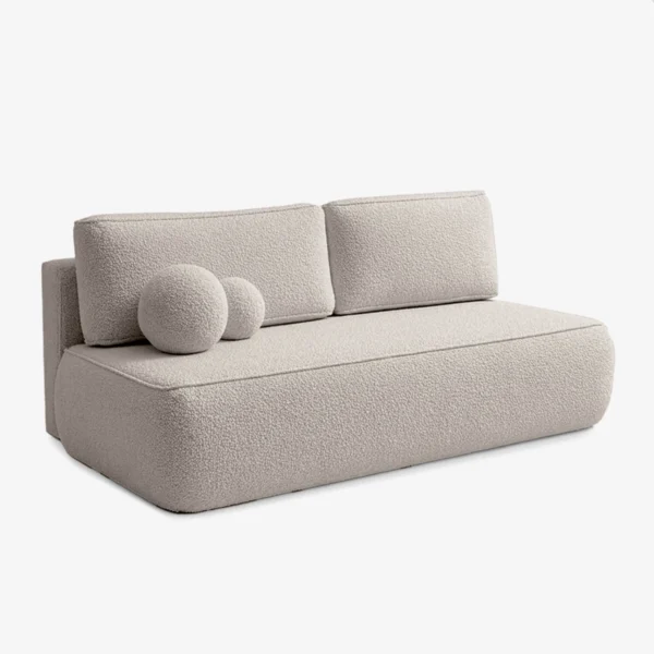 Canapea extensibilă ARVETO, crem, din țesătură bouclé — Canapele și sofale