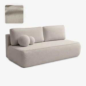 Canapea extensibilă ARVETO, crem, din țesătură bouclé — Canapele și sofale