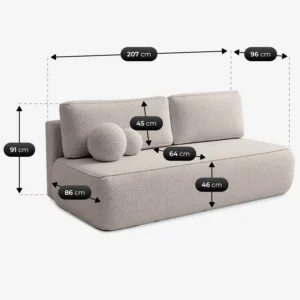 Canapea extensibilă ARVETO, crem, din țesătură bouclé — Canapele și sofale