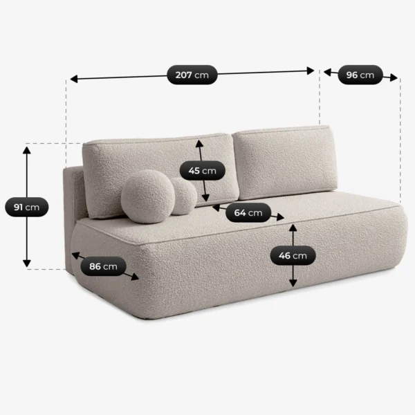 Canapea extensibilă ARVETO, crem, din țesătură bouclé — Canapele și sofale