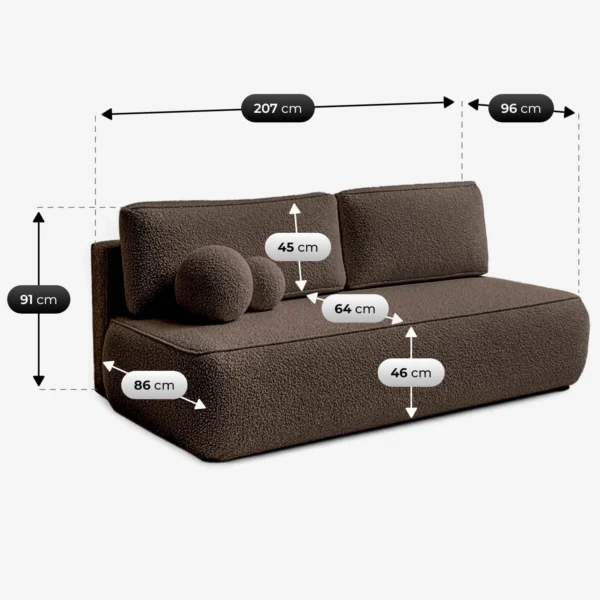 Canapea extensibilă ARVETO mocha Boucle — Canapele și sofale