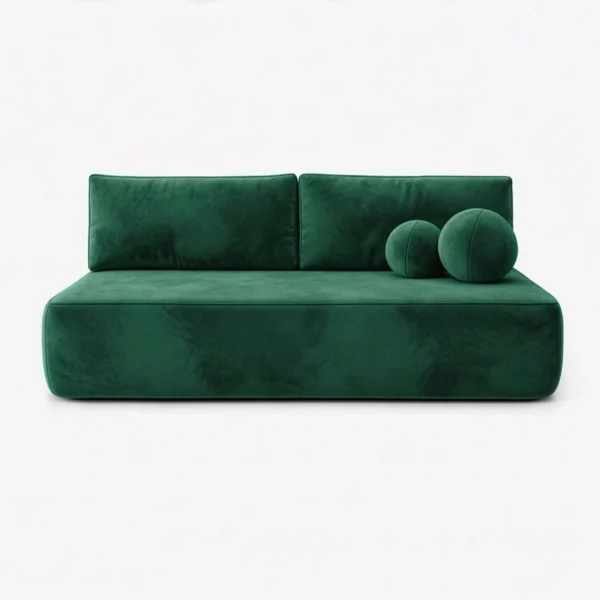Canapea extensibilă ARVETO, verde, din catifea — Canapele și sofale