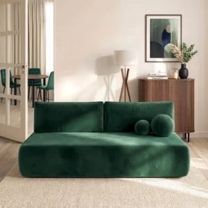 Canapea extensibilă ARVETO, verde, din catifea — Canapele și sofale