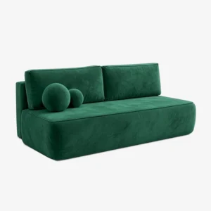 Canapea extensibilă ARVETO, verde, din catifea — Canapele și sofale