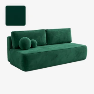 Canapea extensibilă ARVETO, verde, din catifea — Canapele și sofale