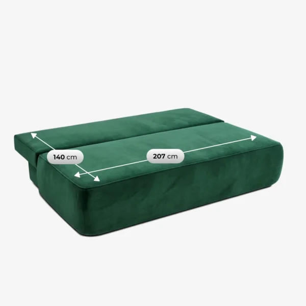 Canapea extensibilă ARVETO, verde, din catifea — Canapele și sofale