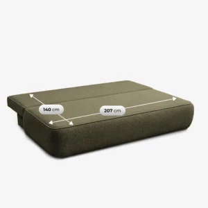 Canapea extensibilă ARVETO, verde măslin, țesătură bouclé — Canapele și sofale