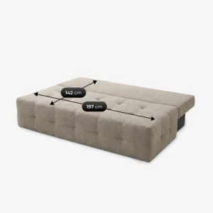 Canapea extensibilă MORANA, bej, din țesătură bouclé — Canapele și sofale