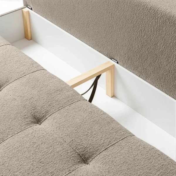 Canapea extensibilă MORANA, crem, din țesătură bouclé — Canapele și sofale