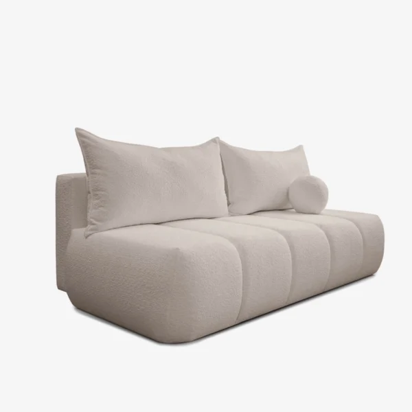 Canapea extensibilă SARIA, bej, cu țesătură bouclé — Canapele și sofale