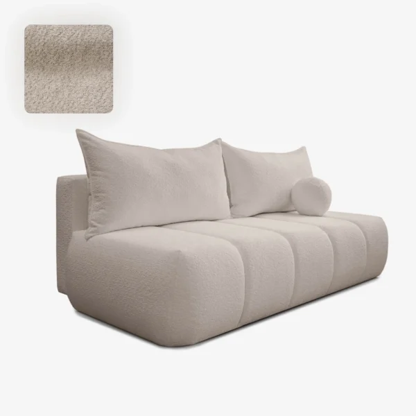 Canapea extensibilă SARIA, bej, cu țesătură bouclé — Canapele și sofale