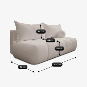 Canapea extensibilă SARIA, bej, cu țesătură bouclé — Canapele și sofale