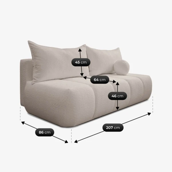 Canapea extensibilă SARIA, bej, cu țesătură bouclé — Canapele și sofale