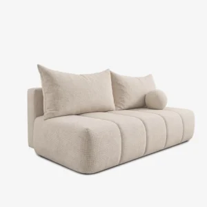 Canapea extensibilă SARIA, de culoare crem, din țesătură de șenilă — Canapele și sofale