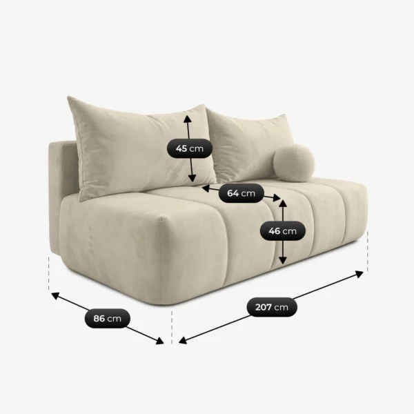 canapea-extensibila-saria-crem-din-velur-8 Canapea extensibilă SARIA, crem, din catifea — Canapele și sofale