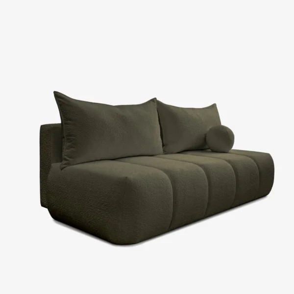 canapea-extensibila-saria-culoare-maslin-tesatura-boucle-3 Canapea extensibilă SARIA, culoare măslinie, țesătură Boucle — Canapele și sofale