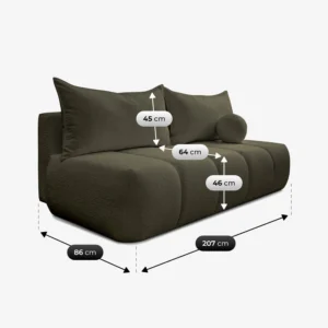 canapea-extensibila-saria-culoare-maslin-tesatura-boucle-8 Canapea extensibilă SARIA, culoare măslinie, țesătură Boucle — Canapele și sofale