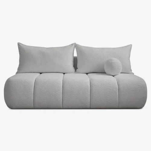 canapea-extensibila-saria-gri-cu-tesatura-boucle-1 Canapea extensibilă SARIA, gri, din țesătură bouclé — Canapele și sofale