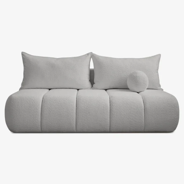 Canapea extensibilă SARIA, gri, din țesătură bouclé — Canapele și sofale
