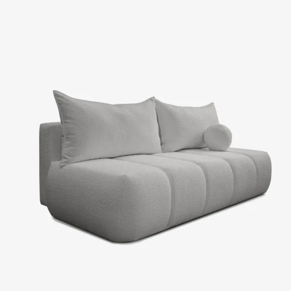 Canapea extensibilă SARIA, gri, din țesătură bouclé — Canapele și sofale