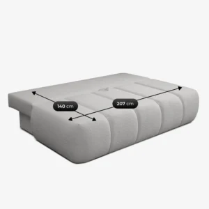 Canapea extensibilă SARIA, gri, din țesătură bouclé — Canapele și sofale