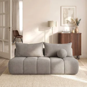 canapea-extensibila-saria-gri-deschis-din-tesatura-chenila-2 Canapea extensibilă SARIA, gri deschis, din țesătură chenilă — Canapele și sofale