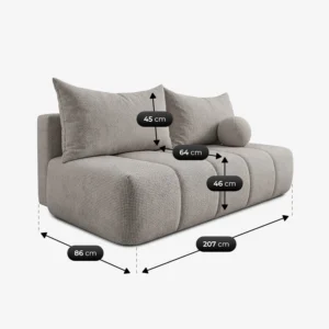 canapea-extensibila-saria-gri-deschis-din-tesatura-chenila-8 Canapea extensibilă SARIA, gri deschis, din țesătură chenilă — Canapele și sofale