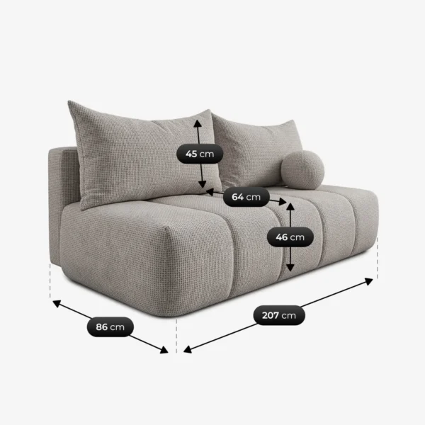 canapea-extensibila-saria-gri-deschis-din-tesatura-chenila-8 Canapea extensibilă SARIA, gri deschis, din țesătură chenilă — Canapele și sofale