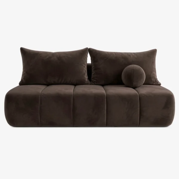 canapea-extensibila-saria-maro-din-velur-1 Canapea extensibilă SARIA, maro, din catifea — Canapele și sofale