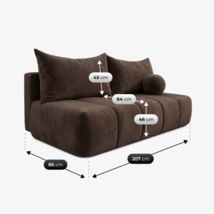 canapea-extensibila-saria-maro-din-velur-8 Canapea extensibilă SARIA, maro, din catifea — Canapele și sofale