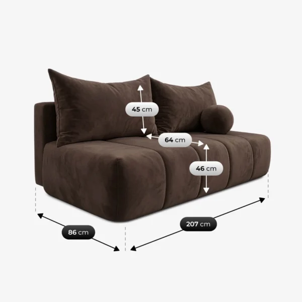 canapea-extensibila-saria-maro-din-velur-8 Canapea extensibilă SARIA, maro, din catifea — Canapele și sofale