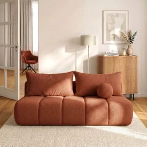 canapea-extensibila-saria-ruda-boucle-2 Canapea extensibilă SARIA ruginiu Boucle — Canapele și sofale