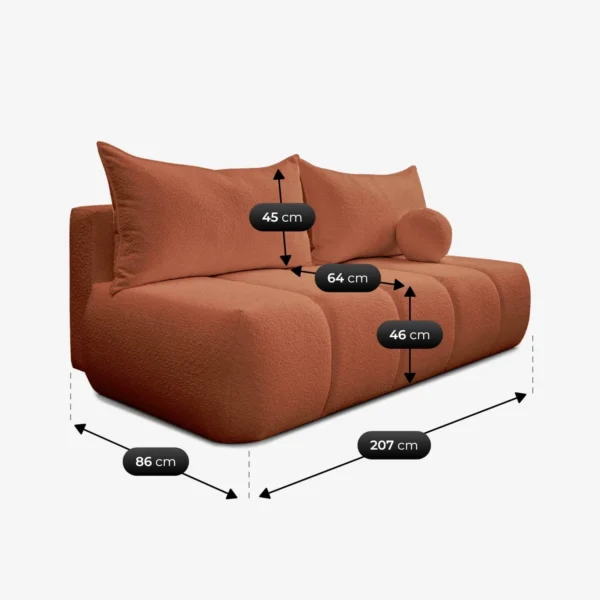 canapea-extensibila-saria-ruda-boucle-8 Canapea extensibilă SARIA ruginiu Boucle — Canapele și sofale