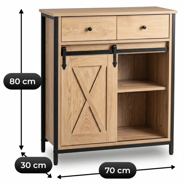 comoda-cu-sertare-cole-70-cm-stejar-negru-6-1 Comodă cu sertare COLE 70 cm Stejar/Negru — Comode
