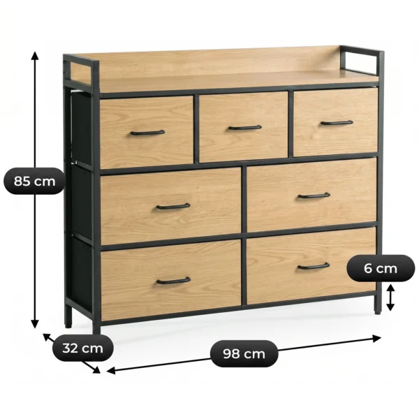 Comodă cu sertare HUDSON 98 cm Stejar/Negru — Comode