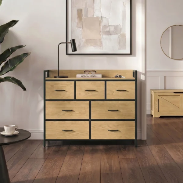 Comodă cu sertare HUDSON 98 cm Stejar/Negru — Comode