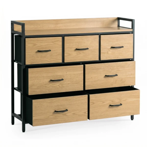 Comodă cu sertare HUDSON 98 cm Stejar/Negru — Comode