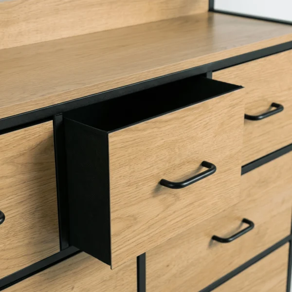Comodă cu sertare HUDSON 98 cm Stejar/Negru — Comode