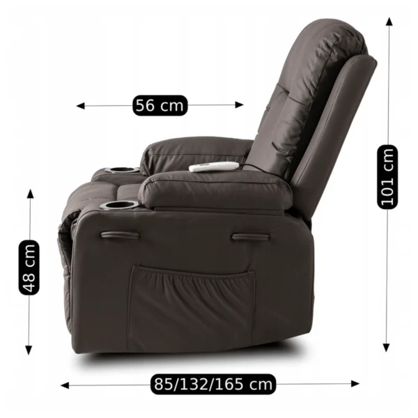Fotoliu de masaj BOX, maro închis, imitație de piele — Fotolii de masaj