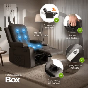 Fotoliu de masaj BOX, maro închis, imitație de piele — Fotolii de masaj