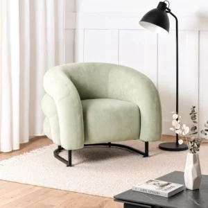 Fotoliu de relaxare CARMINE, de culoare mentă, din catifea — Fotolii de relaxare