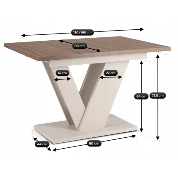 masa-clark-extensibila-120-160-cm-nuc-casmir-10-1 Masa CLARK extensibilă 120-160 cm, nuanțe de nuc/cașmir — Mese