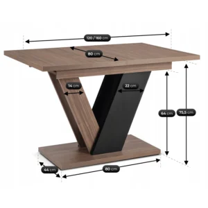 masa-clark-extensibila-120-160-cm-nuc-negru-11-1 Masa CLARK extensibilă 120-160 cm Nuc/Negru — Mese
